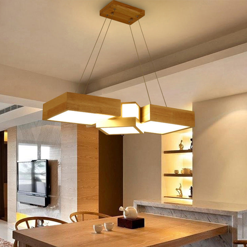 24.5"/29" W Dining Table LED Hanging Light Modern Wood Ceiling Pendant with Symmetric Acrylic Shade, Warm/White Light Wood 29" Clearhalo 'Ceiling Lights' 'Modern Pendants' 'Modern' 'Pendant Lights' 'Pendants' Lighting' 1949140