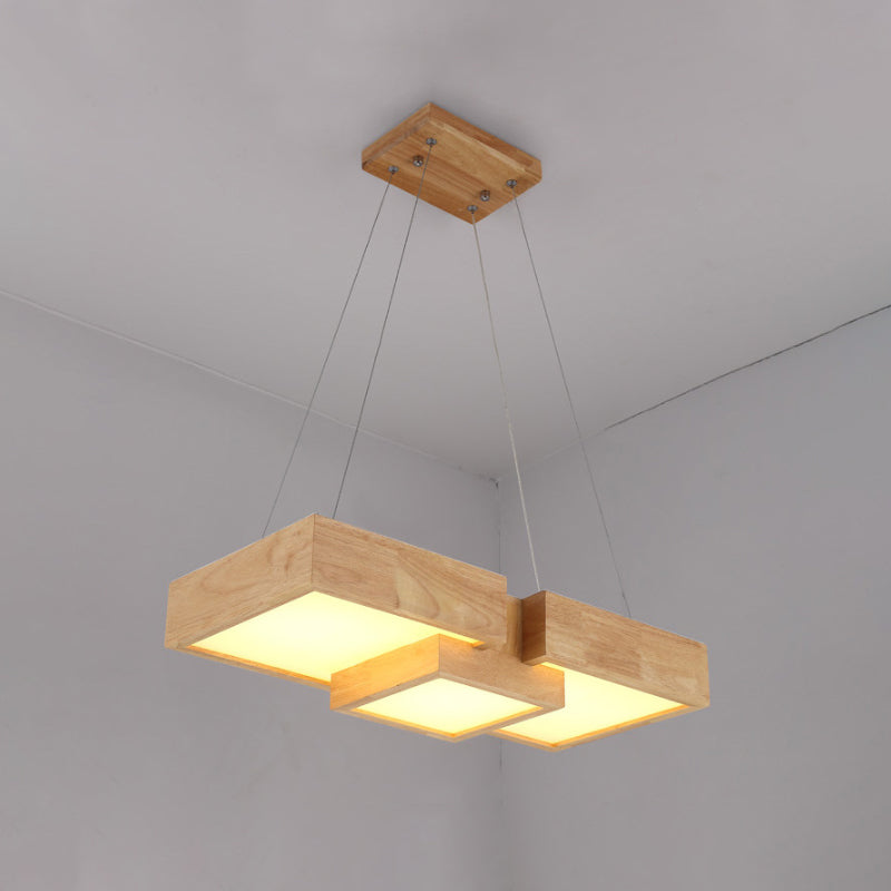 24.5"/29" W Dining Table LED Hanging Light Modern Wood Ceiling Pendant with Symmetric Acrylic Shade, Warm/White Light Clearhalo 'Ceiling Lights' 'Modern Pendants' 'Modern' 'Pendant Lights' 'Pendants' Lighting' 1949147