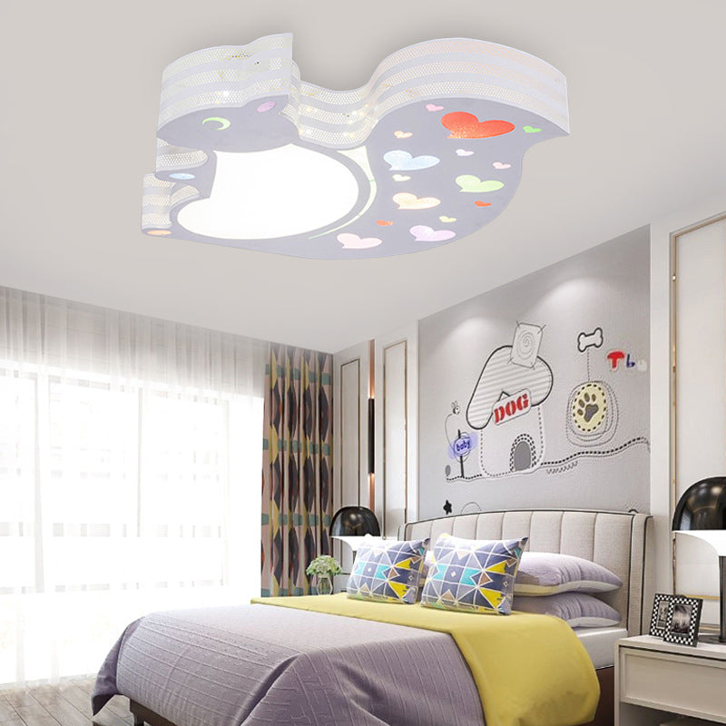 White Loving-Heart Squirrel Flush Mount Light Animal Metal Ceiling Light for Kid Bedroom Clearhalo 'Ceiling Lights' 'Close To Ceiling Lights' 'Close to ceiling' 'Flush mount' Lighting' 194916