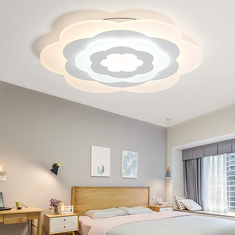 Contemporary White Ceiling Mount Light Flower Acrylic LED Ceiling Lamp for Girls Bedroom White Clearhalo 'Ceiling Lights' 'Close To Ceiling Lights' 'Close to ceiling' 'Flush mount' Lighting' 194919