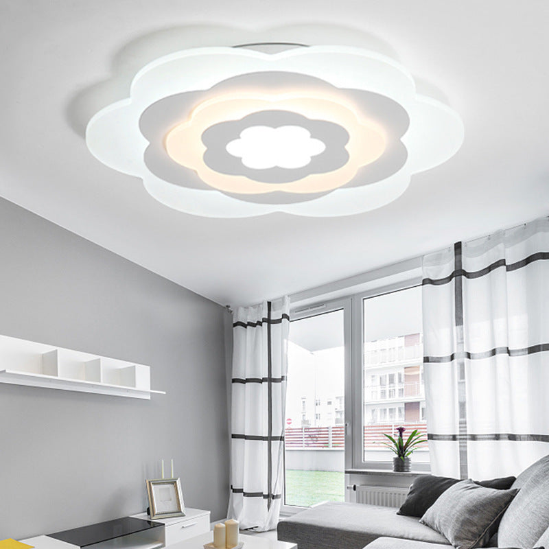 Contemporary White Ceiling Mount Light Flower Acrylic LED Ceiling Lamp for Girls Bedroom Clearhalo 'Ceiling Lights' 'Close To Ceiling Lights' 'Close to ceiling' 'Flush mount' Lighting' 194920