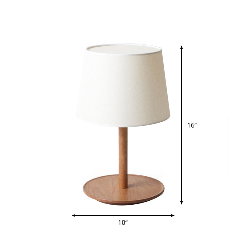 Minimalism Tapered Shade Nightstand Light Fabric 1-Light Bedroom Table Lighting in Wood Clearhalo 'Lamps' 'Table Lamps' Lighting' 1949326