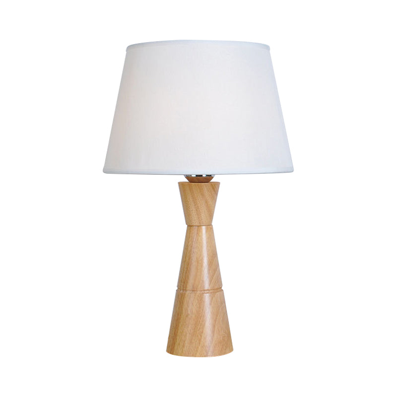 Empire Shade Night Lamp Nordic Fabric 1-Light Wood Table Lighting with Funnel Shaped Base Clearhalo 'Lamps' 'Table Lamps' Lighting' 1949357