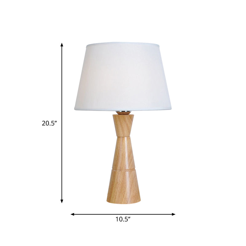Empire Shade Night Lamp Nordic Fabric 1-Light Wood Table Lighting with Funnel Shaped Base Clearhalo 'Lamps' 'Table Lamps' Lighting' 1949358