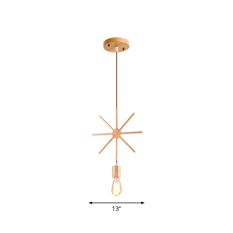 Square/Round/Triangle Pendulum Light Simplicity Wooden 1 Bulb Dining Room Pendant Lighting in Beige Clearhalo 'Ceiling Lights' 'Modern Pendants' 'Modern' 'Pendant Lights' 'Pendants' Lighting' 1949482