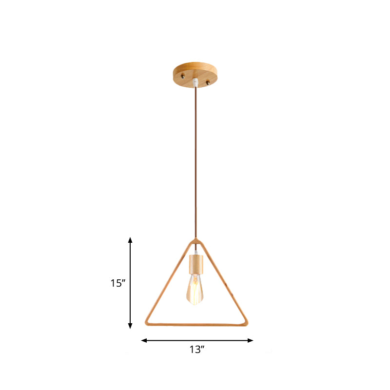 Square/Round/Triangle Pendulum Light Simplicity Wooden 1 Bulb Dining Room Pendant Lighting in Beige Clearhalo 'Ceiling Lights' 'Modern Pendants' 'Modern' 'Pendant Lights' 'Pendants' Lighting' 1949484