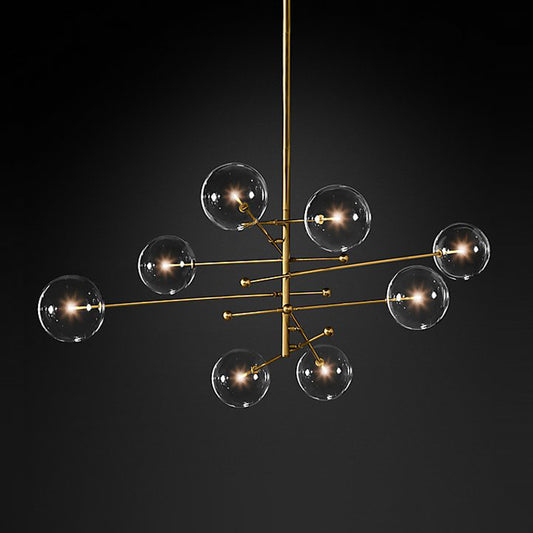 Multi-Ball Chandelier Lighting Postmodern Clear Glass 8 Bulbs Gold Tiered Hanging Lamp Kit Clearhalo 'Ceiling Lights' 'Chandeliers' 'Modern Chandeliers' 'Modern' Lighting' 1949653