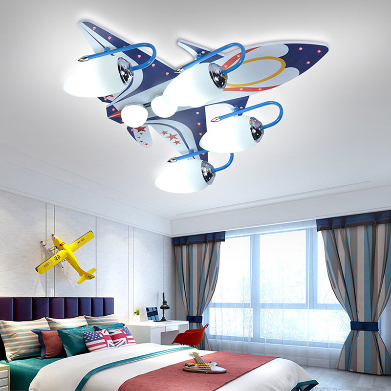 Cool Fighter Plane Flush Ceiling Light Multi-Head Wood Ceiling Fixture for Boys Bedroom Clearhalo 'Ceiling Lights' 'Close To Ceiling Lights' 'Close to ceiling' 'Flush mount' Lighting' 194971