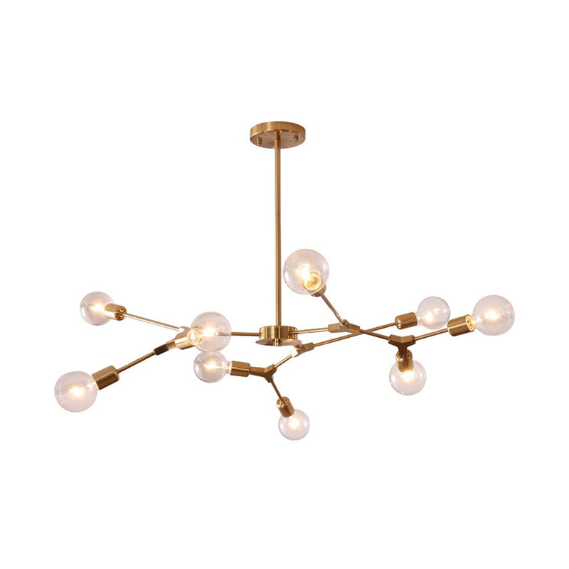 Postmodern Adjustable Branch Pendant Lamp Metallic 6/9 Lights Living Room Chandelier in Black/Gold Clearhalo 'Ceiling Lights' 'Chandeliers' 'Modern Chandeliers' 'Modern' Lighting' 1949713