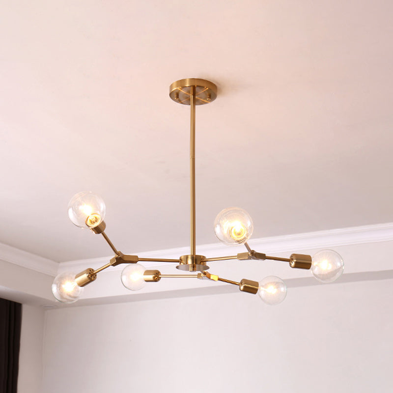 Postmodern Adjustable Branch Pendant Lamp Metallic 6/9 Lights Living Room Chandelier in Black/Gold Clearhalo 'Ceiling Lights' 'Chandeliers' 'Modern Chandeliers' 'Modern' Lighting' 1949716