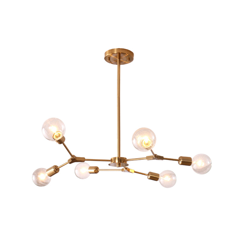 Postmodern Adjustable Branch Pendant Lamp Metallic 6/9 Lights Living Room Chandelier in Black/Gold Clearhalo 'Ceiling Lights' 'Chandeliers' 'Modern Chandeliers' 'Modern' Lighting' 1949718