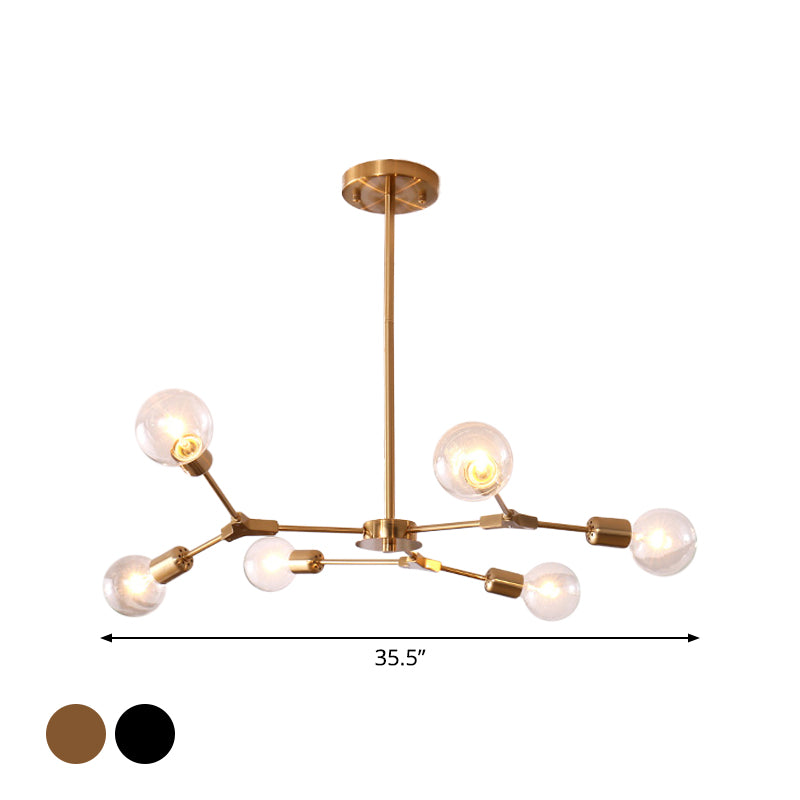 Postmodern Adjustable Branch Pendant Lamp Metallic 6/9 Lights Living Room Chandelier in Black/Gold Clearhalo 'Ceiling Lights' 'Chandeliers' 'Modern Chandeliers' 'Modern' Lighting' 1949719