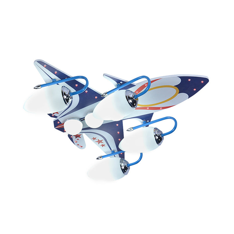 Cool Fighter Plane Flush Ceiling Light Multi-Head Wood Ceiling Fixture for Boys Bedroom Clearhalo 'Ceiling Lights' 'Close To Ceiling Lights' 'Close to ceiling' 'Flush mount' Lighting' 194972