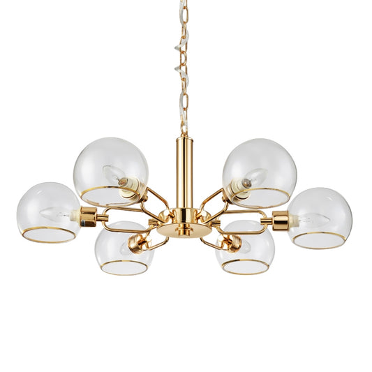Clear Glass Dome Shade Chandelier Post-Modern 3/6/8-Head Gold Hanging Pendant Light for Sitting Room Clearhalo 'Ceiling Lights' 'Chandeliers' 'Modern Chandeliers' 'Modern' Lighting' 1949729