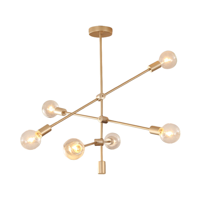 2/3-Tier Mobile Arm Metal Drop Lamp Postmodern 4/5/7 Lights Gold Hanging Chandelier over Table Clearhalo 'Ceiling Lights' 'Chandeliers' 'Modern Chandeliers' 'Modern' Lighting' 1949750