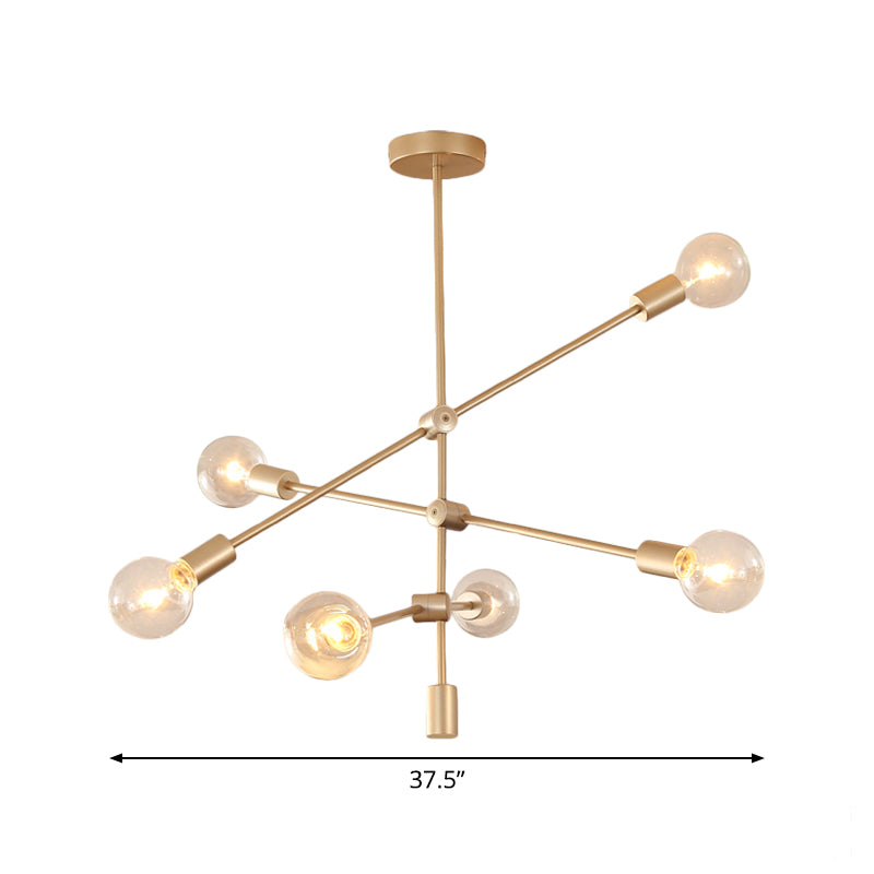 2/3-Tier Mobile Arm Metal Drop Lamp Postmodern 4/5/7 Lights Gold Hanging Chandelier over Table Clearhalo 'Ceiling Lights' 'Chandeliers' 'Modern Chandeliers' 'Modern' Lighting' 1949752