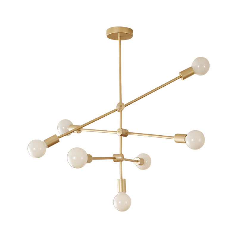 2/3-Tier Mobile Arm Metal Drop Lamp Postmodern 4/5/7 Lights Gold Hanging Chandelier over Table Clearhalo 'Ceiling Lights' 'Chandeliers' 'Modern Chandeliers' 'Modern' Lighting' 1949756