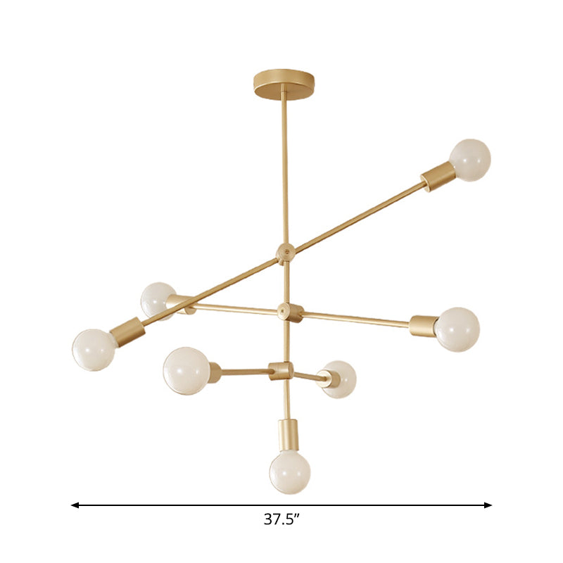 2/3-Tier Mobile Arm Metal Drop Lamp Postmodern 4/5/7 Lights Gold Hanging Chandelier over Table Clearhalo 'Ceiling Lights' 'Chandeliers' 'Modern Chandeliers' 'Modern' Lighting' 1949757
