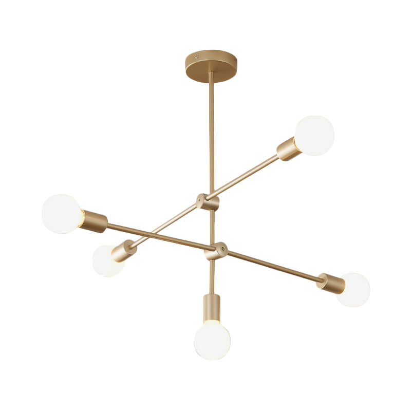 2/3-Tier Mobile Arm Metal Drop Lamp Postmodern 4/5/7 Lights Gold Hanging Chandelier over Table Clearhalo 'Ceiling Lights' 'Chandeliers' 'Modern Chandeliers' 'Modern' Lighting' 1949759