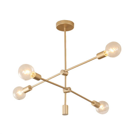 2/3-Tier Mobile Arm Metal Drop Lamp Postmodern 4/5/7 Lights Gold Hanging Chandelier over Table Clearhalo 'Ceiling Lights' 'Chandeliers' 'Modern Chandeliers' 'Modern' Lighting' 1949763