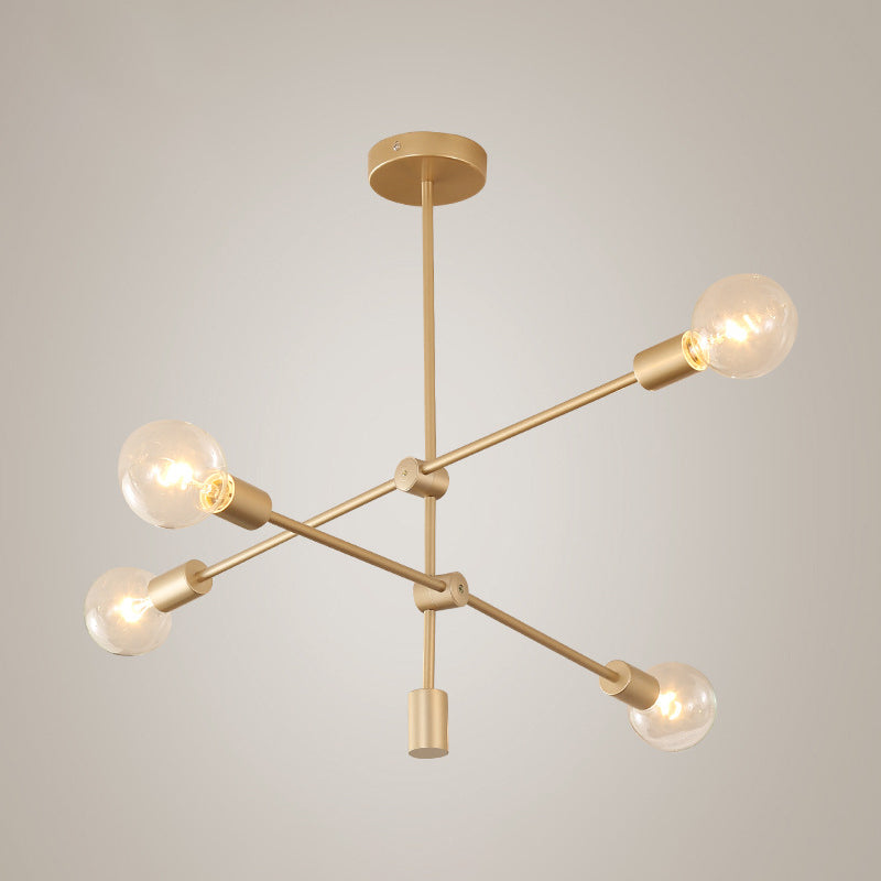 2/3-Tier Mobile Arm Metal Drop Lamp Postmodern 4/5/7 Lights Gold Hanging Chandelier over Table Clearhalo 'Ceiling Lights' 'Chandeliers' 'Modern Chandeliers' 'Modern' Lighting' 1949764