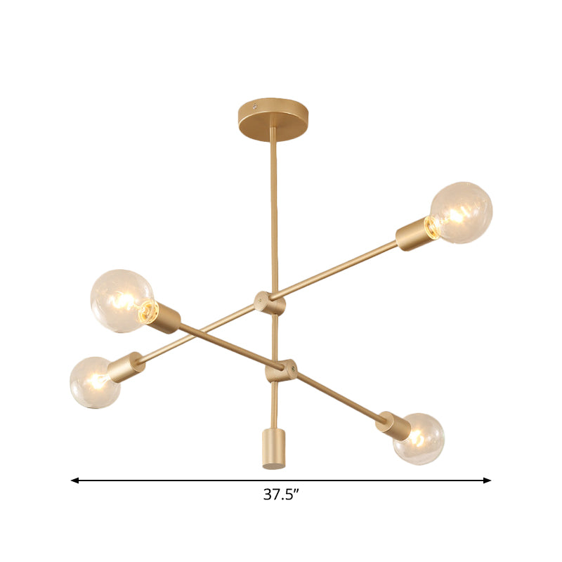 2/3-Tier Mobile Arm Metal Drop Lamp Postmodern 4/5/7 Lights Gold Hanging Chandelier over Table Clearhalo 'Ceiling Lights' 'Chandeliers' 'Modern Chandeliers' 'Modern' Lighting' 1949765