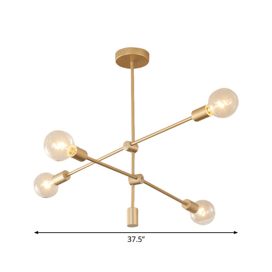 2/3-Tier Mobile Arm Metal Drop Lamp Postmodern 4/5/7 Lights Gold Hanging Chandelier over Table Clearhalo 'Ceiling Lights' 'Chandeliers' 'Modern Chandeliers' 'Modern' Lighting' 1949765