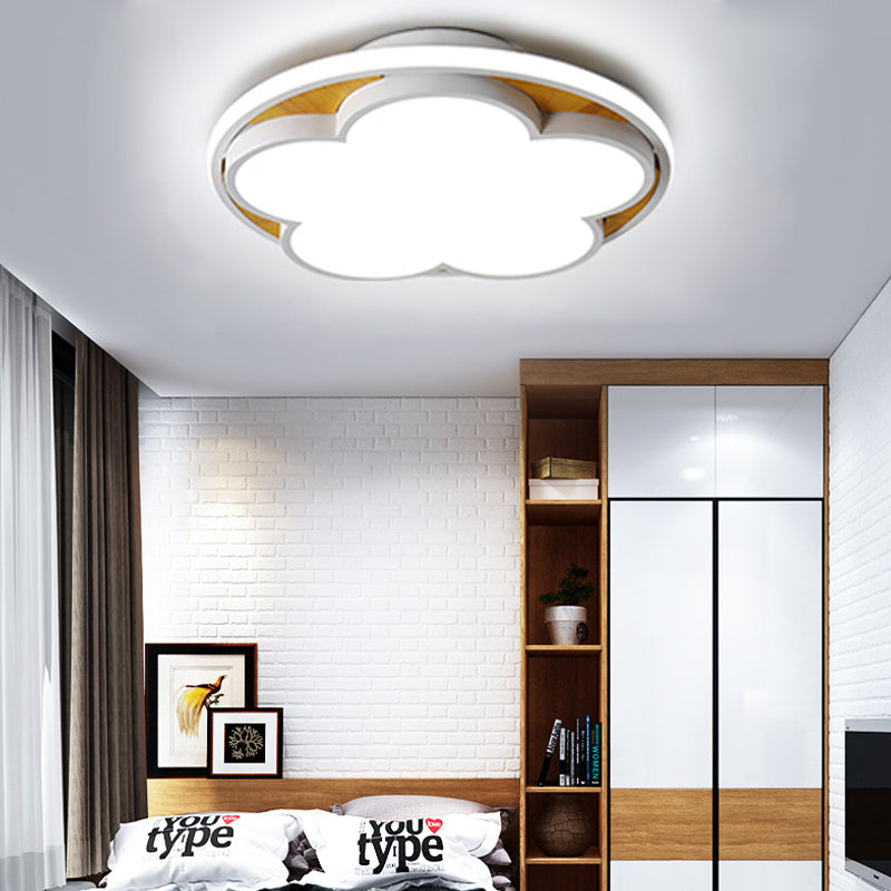 Flat Blossom LED Ceiling Mount Light Contemporary Acrylic Ceiling Lamp for Kid Bedroom White White Clearhalo 'Ceiling Lights' 'Close To Ceiling Lights' 'Close to ceiling' 'Flush mount' Lighting' 194996