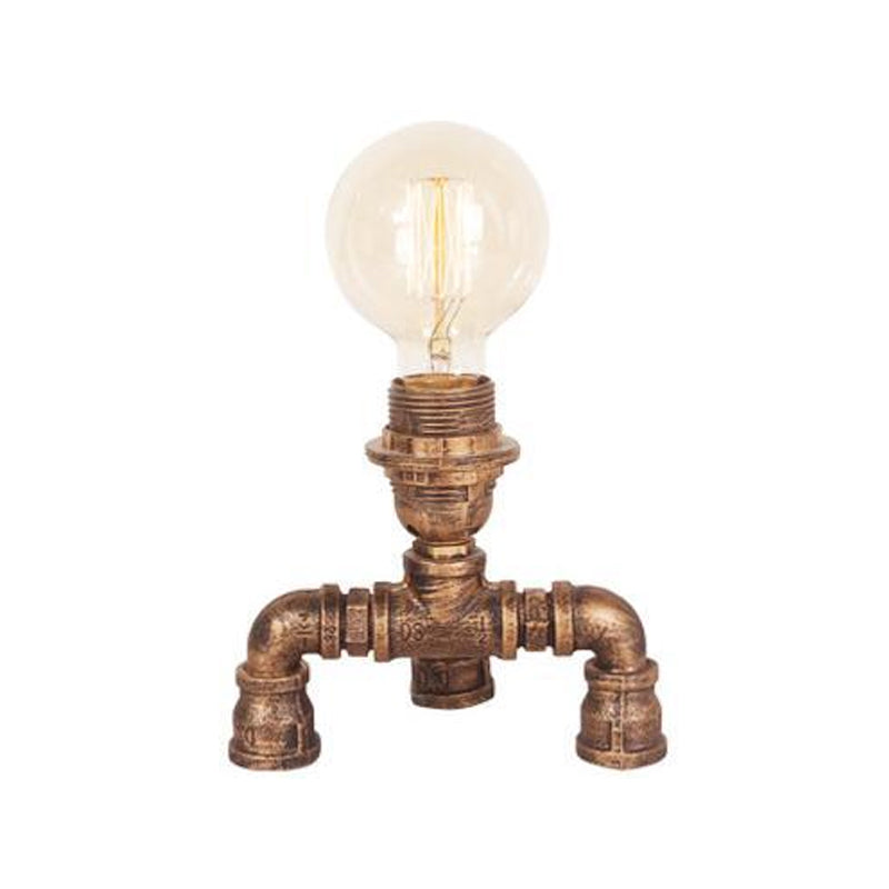 Bronze Single-Bulb Table Light Warehouse Style Iron 3-Leg/4-Leg/Sitting Robot Nightstand Lamp with/without Cage Guard Clearhalo 'Lamps' 'Table Lamps' Lighting' 1949982