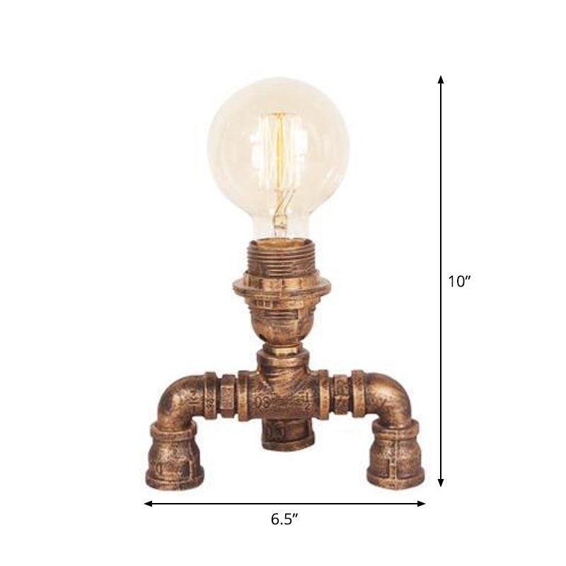 Bronze Single-Bulb Table Light Warehouse Style Iron 3-Leg/4-Leg/Sitting Robot Nightstand Lamp with/without Cage Guard Clearhalo 'Lamps' 'Table Lamps' Lighting' 1949983