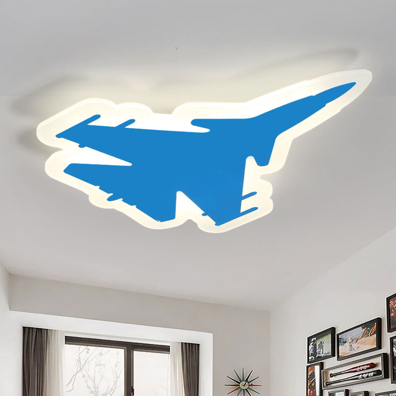 Fighter Plane Kid Bedroom LED Ceiling Light Acrylic Art Deco Flush Mount Ceiling Fixture Blue Clearhalo 'Ceiling Lights' 'Close To Ceiling Lights' 'Close to ceiling' 'Flush mount' Lighting' 195017