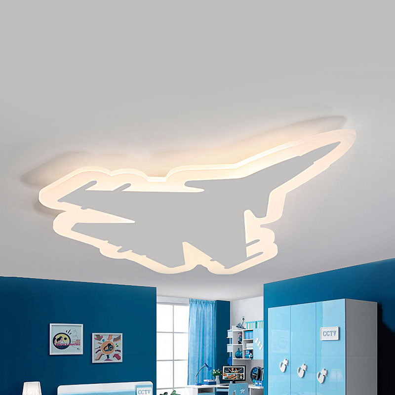 Fighter Plane Kid Bedroom LED Ceiling Light Acrylic Art Deco Flush Mount Ceiling Fixture White Clearhalo 'Ceiling Lights' 'Close To Ceiling Lights' 'Close to ceiling' 'Flush mount' Lighting' 195019