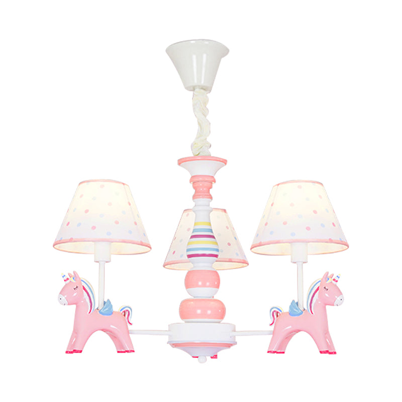 Resin Unicorn Suspension Light with Lace Shade Cartoon Chandelier in Pink for Baby Girl Clearhalo 'Ceiling Lights' 'Chandeliers' Lighting' options 195050