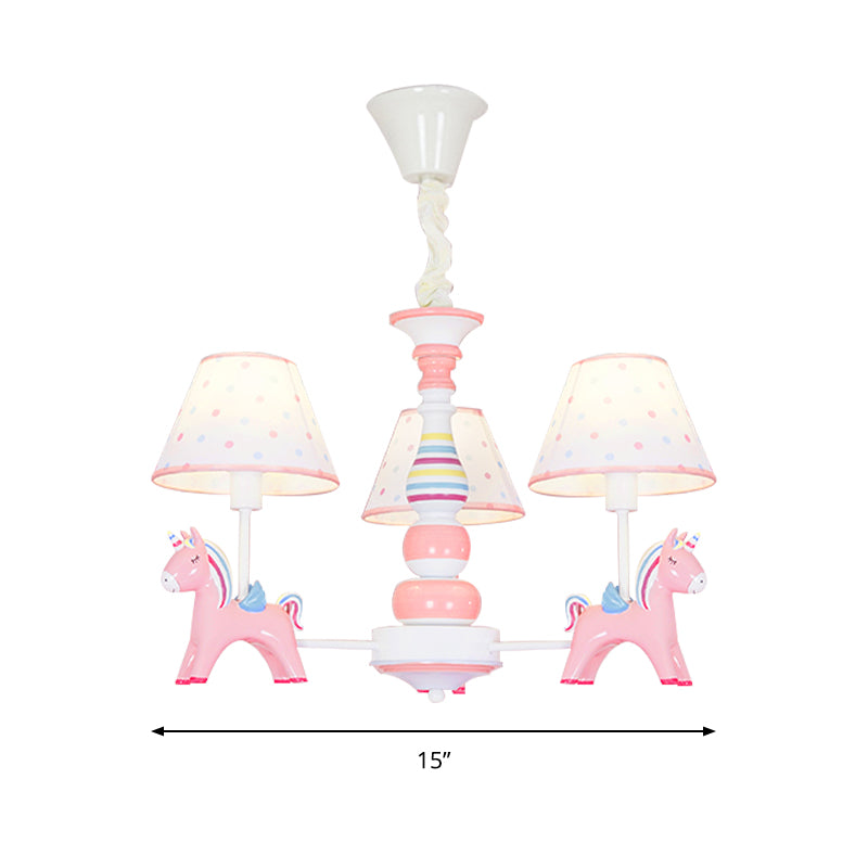 Resin Unicorn Suspension Light with Lace Shade Cartoon Chandelier in Pink for Baby Girl Clearhalo 'Ceiling Lights' 'Chandeliers' Lighting' options 195051