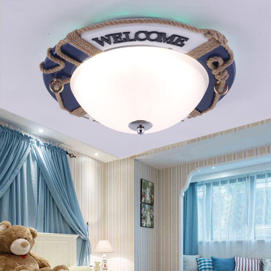 Dome Boys Bedroom Ceiling Light with Swim Ring Resin Nautical Ceiling Lamp in Blue Blue Clearhalo 'Ceiling Lights' 'Close To Ceiling Lights' 'Close to ceiling' 'Flush mount' Lighting' 195061