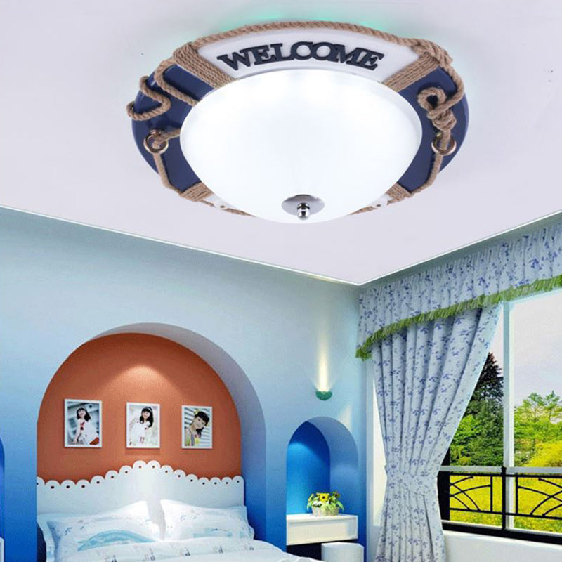 Dome Boys Bedroom Ceiling Light with Swim Ring Resin Nautical Ceiling Lamp in Blue Clearhalo 'Ceiling Lights' 'Close To Ceiling Lights' 'Close to ceiling' 'Flush mount' Lighting' 195062