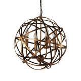 4 Lights Globe Cage Pendant Chandelier Factory Bronze Metal Ceiling Lighting Fixture for Restaurant Clearhalo 'Cast Iron' 'Ceiling Lights' 'Chandeliers' 'Industrial Chandeliers' 'Industrial' 'Metal' 'Middle Century Chandeliers' 'Rustic Chandeliers' 'Tiffany' Lighting' 1950641