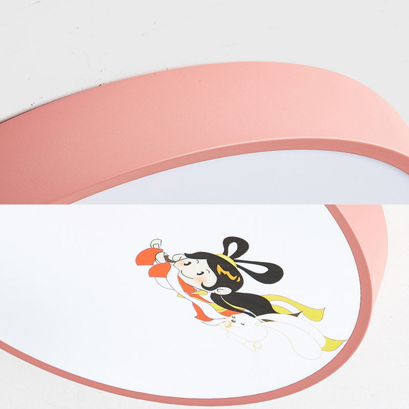 Acrylic Round Flush Ceiling Light with Crescent & Fairy Baby Room Creative Ceiling Lamp in Pink Clearhalo 'Ceiling Lights' 'Close To Ceiling Lights' 'Close to ceiling' Lighting' 1950758