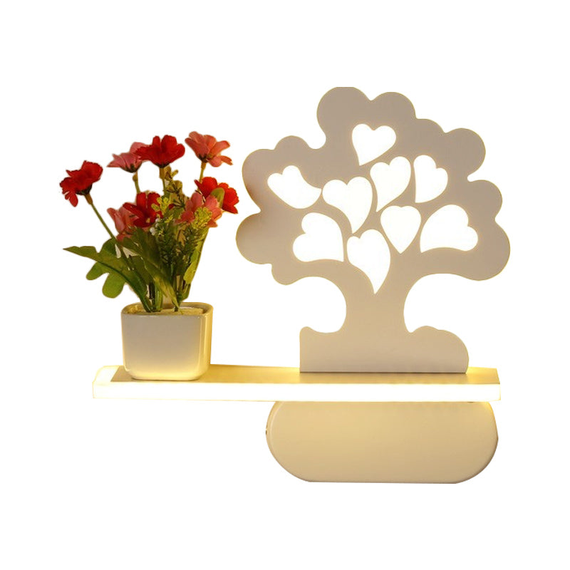 Modern Cute Tree Wall Light with Shelf Acrylic Sconce Light in White for Kids Bedroom Clearhalo 'Wall Lamps & Sconces' 'Wall Lights' Lighting' 195191