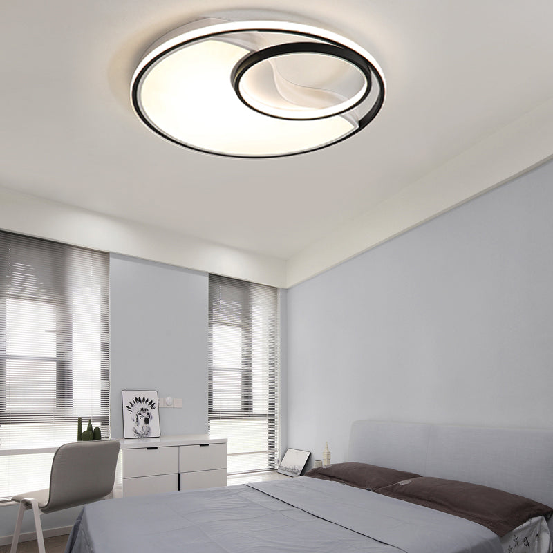 Sun Moon Bathroom Hallway Flush Mount Light Acrylic Modern Simple LED Ceiling Lamp Black White Clearhalo 'Ceiling Lights' 'Close To Ceiling Lights' 'Close to ceiling' 'Flush mount' Lighting' 195199