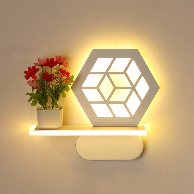 Contemporary White Sconce Light with Shelf Acrylic Wall Lamp for Office Study Room White Square Clearhalo 'Wall Lamps & Sconces' 'Wall Lights' Lighting' 195219