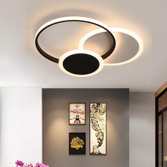 Acrylic Stacked Ring Flush Ceiling Light Dining Room Kitchen Modern LED Ceiling Lamp Black Clearhalo 'Ceiling Lights' 'Close To Ceiling Lights' 'Close to ceiling' 'Flush mount' Lighting' 195264