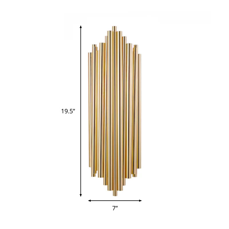 Gold Finish Slim Tube Sconce Lighting Post Modern 4 Bulbs Metallic Wall Lamp Fixture Clearhalo 'Cast Iron' 'Glass' 'Industrial' 'Modern wall lights' 'Modern' 'Tiffany' 'Traditional wall lights' 'Wall Lamps & Sconces' 'Wall Lights' Lighting' 1952669