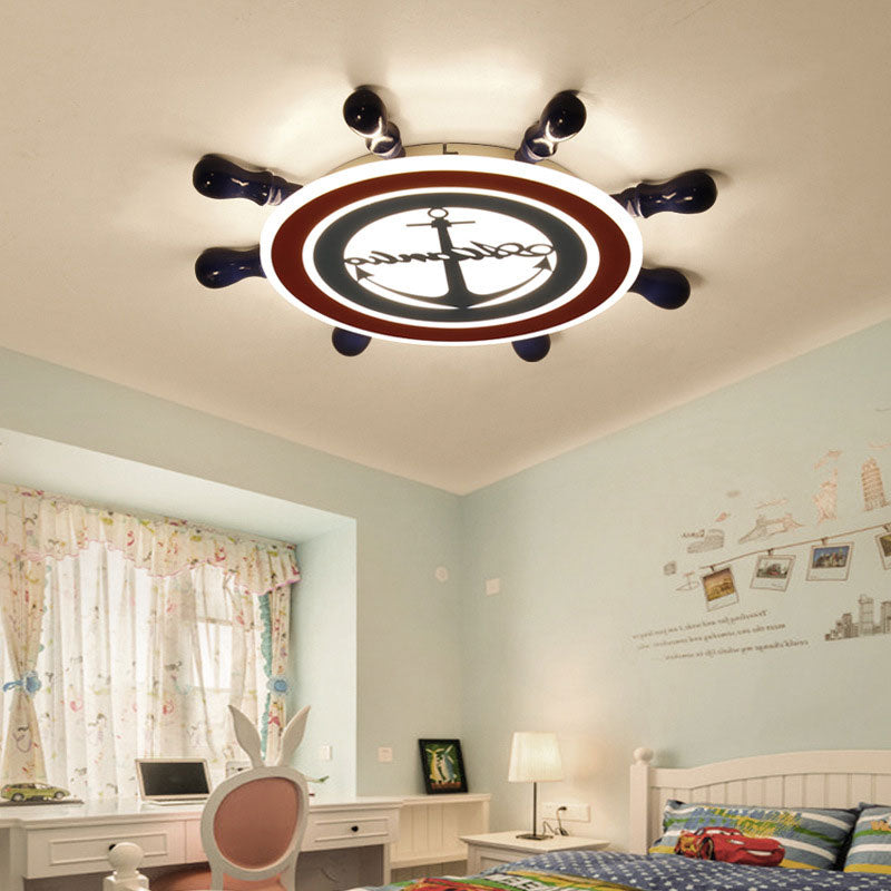 Blue Anchor Flush Mount Ceiling Light Mediterranean Acrylic Ceiling Light Fixture for Kindergarten Blue Warm Clearhalo 'Ceiling Lights' 'Close To Ceiling Lights' 'Close to ceiling' 'Flush mount' Lighting' 195275