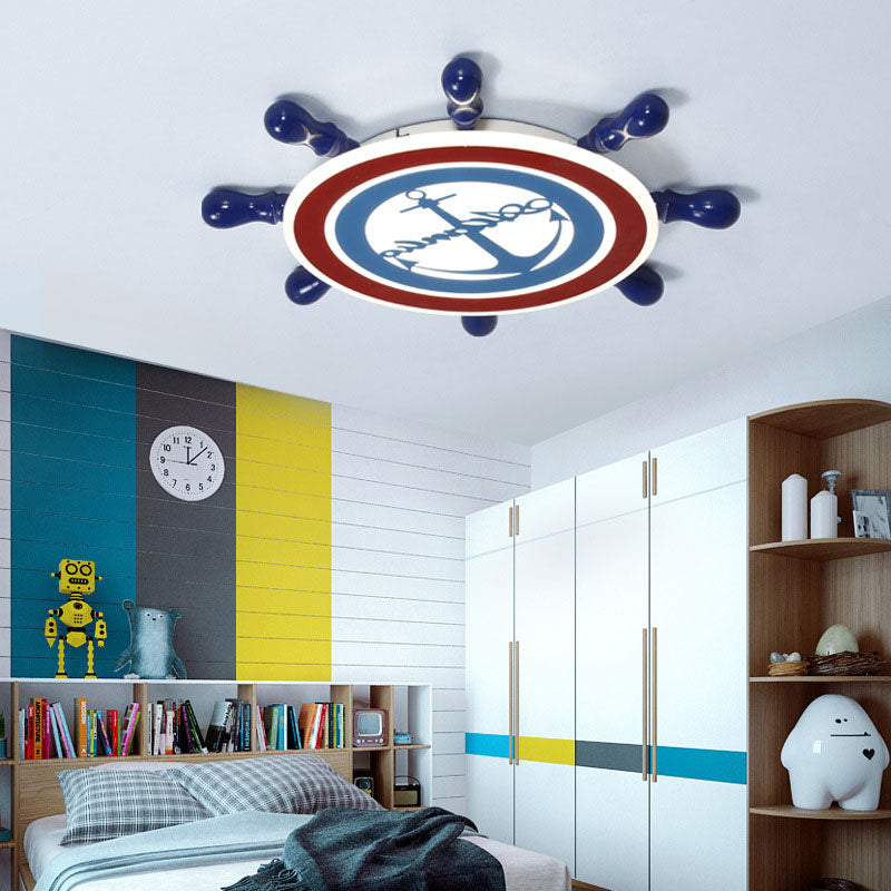 Blue Anchor Flush Mount Ceiling Light Mediterranean Acrylic Ceiling Light Fixture for Kindergarten Blue White Clearhalo 'Ceiling Lights' 'Close To Ceiling Lights' 'Close to ceiling' 'Flush mount' Lighting' 195276