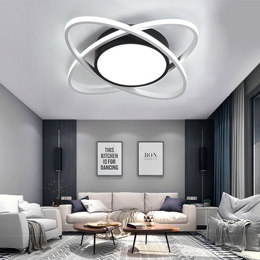 Acrylic Plat Planet Flush Ceiling Light Contemporary LED Ceiling Lamp in Black for Study Room Black White Clearhalo 'Ceiling Lights' 'Close To Ceiling Lights' 'Close to ceiling' 'Flush mount' Lighting' 195281