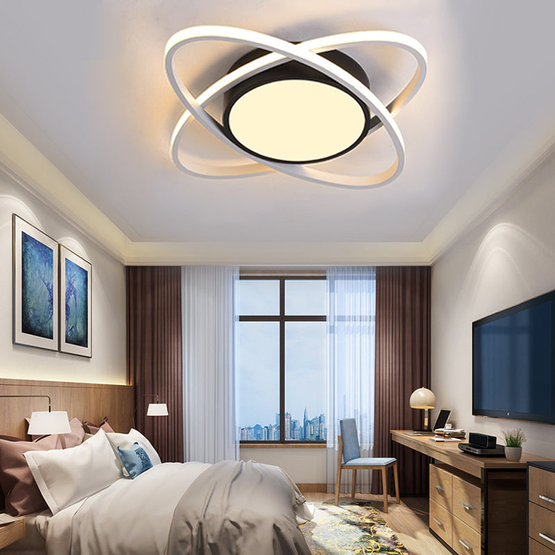 Acrylic Plat Planet Flush Ceiling Light Contemporary LED Ceiling Lamp in Black for Study Room Black Clearhalo 'Ceiling Lights' 'Close To Ceiling Lights' 'Close to ceiling' 'Flush mount' Lighting' 195282