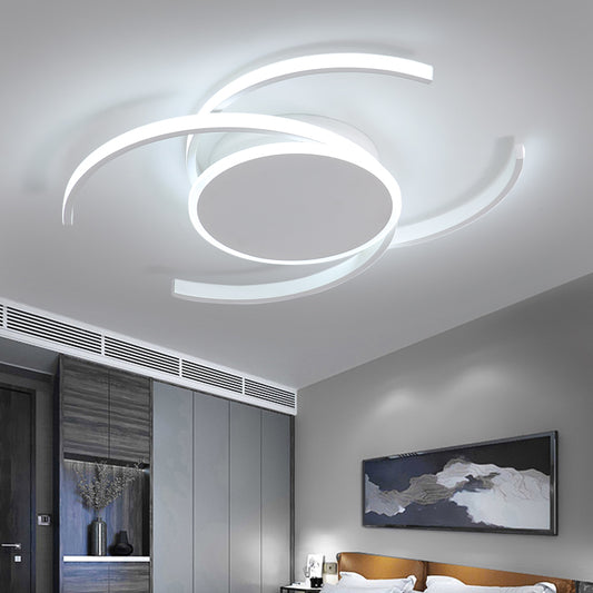 Modern Acrylic Flush Lighting with Double C Design Indoor White Led Flushmount White White Clearhalo 'Ceiling Lights' 'Close To Ceiling Lights' 'Close to ceiling' 'Flush mount' Lighting' 195308