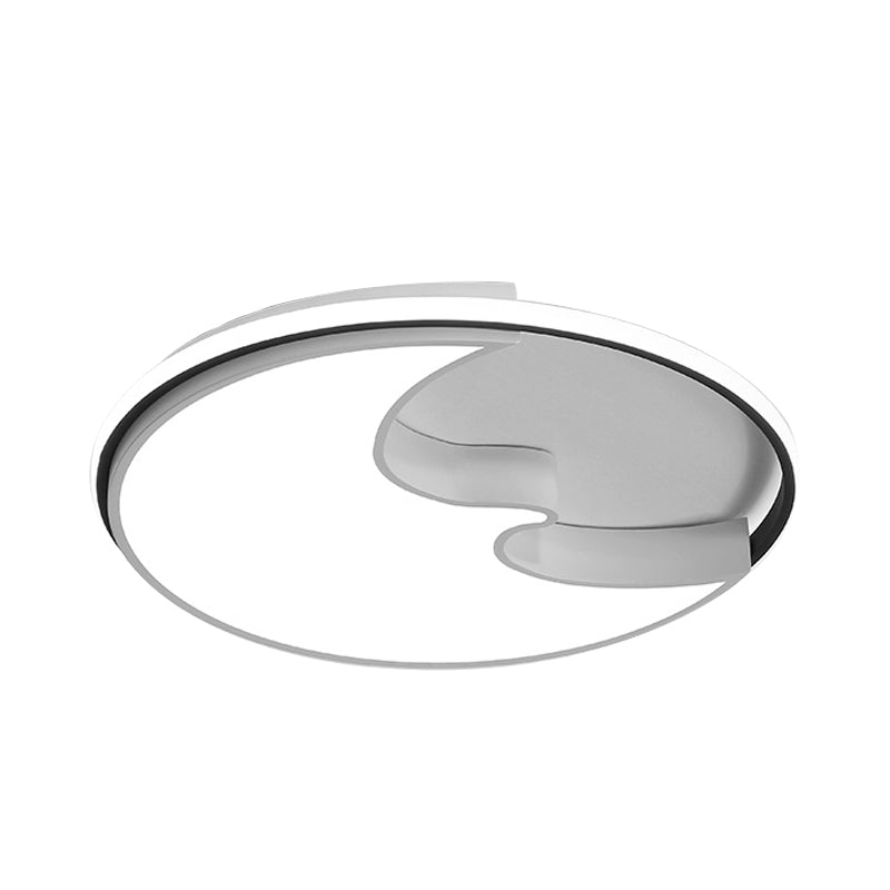 Circle Study Room Flush Ceiling Light with Crescent Acrylic Simple Style Ceiling Lamp in White Clearhalo 'Ceiling Lights' 'Close To Ceiling Lights' 'Close to ceiling' 'Flush mount' Lighting' 195371