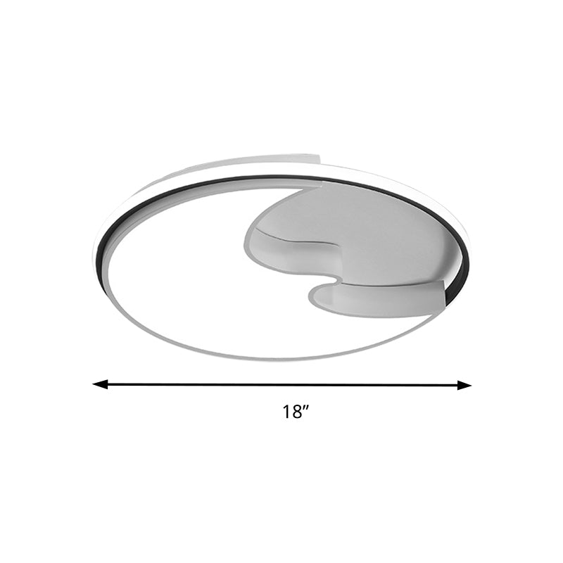 Circle Study Room Flush Ceiling Light with Crescent Acrylic Simple Style Ceiling Lamp in White Clearhalo 'Ceiling Lights' 'Close To Ceiling Lights' 'Close to ceiling' 'Flush mount' Lighting' 195372